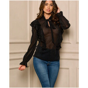 Shimmer Ruffle Self-Tie Blouse | Large